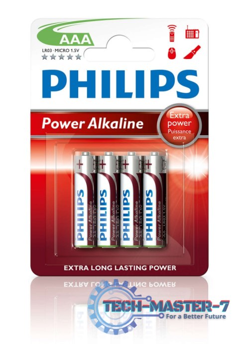 Baterie PHILIPS Alkaliczna AAA (LR03, R03, 24A, MN2400, AM4, UM4, HP16) 4 szt. LR03P4B/10 Baterie PHILIPS Alkaliczna AAA (LR03, R03, 24A, MN2400, AM4, UM4, HP16) 4 szt. LR03P4B/10