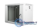 Szafa instalacyjna wisząca 19'' 9U 600X450mm szara (drzwi szklane)