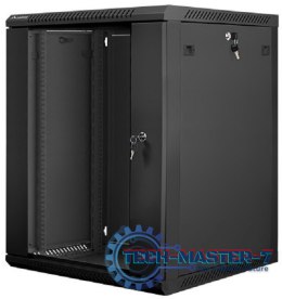 Szafa instalacyjna wisząca 19'' 15U 600X600mm czarna (drzwi szklane)