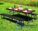Zestaw cateringowy stół bankietowy 180cm + 2 ławki brąz ModernHome ModernHome