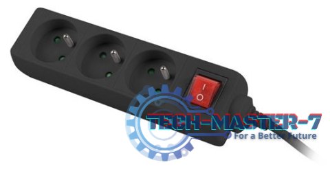 Listwa zasilająca 3m, czarna, 3 gniazda, z wyłącznikiem, kabel wykonany z pełnej miedzi Listwa zasilająca 3m, czarna, 3 gniazda, z wyłącznikiem, kabel wykonany z pełnej miedzi