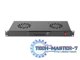 Panel wentylacyjny LCD poziomy 1U z termostatem do szaf, 19 cali, 2 wentylatory, 230V, czarny