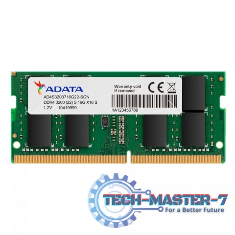 Pamięć A-DATA (SODIMM/DDR4/16 GB/3200MHz/1.2V/22CL/SINGLE) Pamięć A-DATA (SODIMM/DDR4/16 GB/3200MHz/1.2V/22CL/SINGLE)