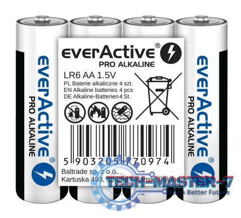 Baterie EVERACTIVE Alkaliczna AA 3000mAh 4 szt. LR6PRO4T Baterie EVERACTIVE Alkaliczna AA 3000mAh 4 szt. LR6PRO4T