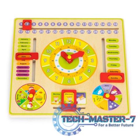 Drewniana tablica edukacyjna manipulacyjna kalendarz zegar ECOTOYS ECOTOYS Drewniana tablica edukacyjna manipulacyjna kalendarz zegar ECOTOYS ECOTOYS