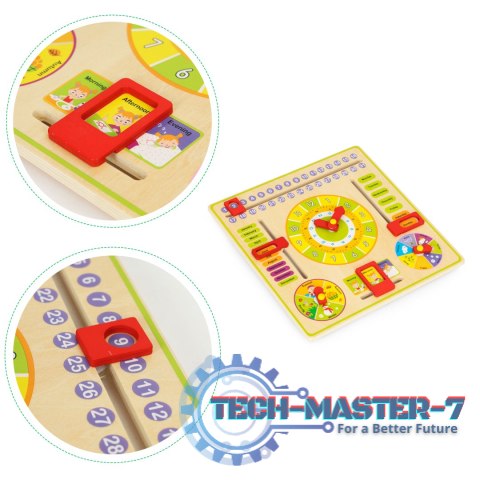 Drewniana tablica edukacyjna manipulacyjna kalendarz zegar ECOTOYS ECOTOYS Drewniana tablica edukacyjna manipulacyjna kalendarz zegar ECOTOYS ECOTOYS