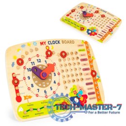 Drewniana tablica manipulacyjna dla dzieci kalendarz zegar ECOTOYS ECOTOYS