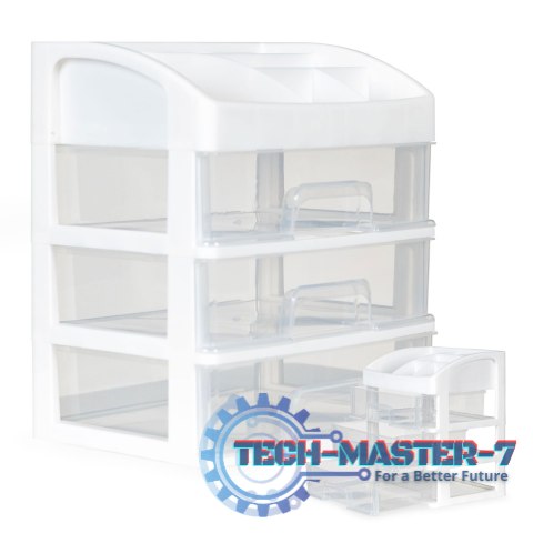 Organizer na kosmetyki z szufladami i przegrodami - biały ModernHome Organizer na kosmetyki z szufladami i przegrodami - biały ModernHome
