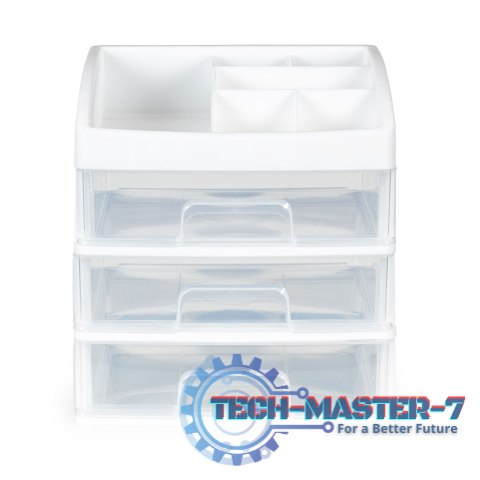 Organizer na kosmetyki z szufladami i przegrodami - biały ModernHome Organizer na kosmetyki z szufladami i przegrodami - biały ModernHome
