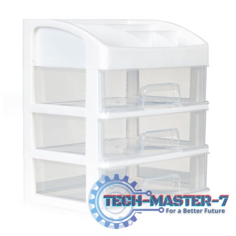 Organizer na kosmetyki z szufladami i przegrodami - biały ModernHome Organizer na kosmetyki z szufladami i przegrodami - biały ModernHome