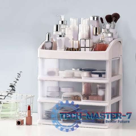 Organizer na kosmetyki z szufladami i przegrodami - biały ModernHome Organizer na kosmetyki z szufladami i przegrodami - biały ModernHome
