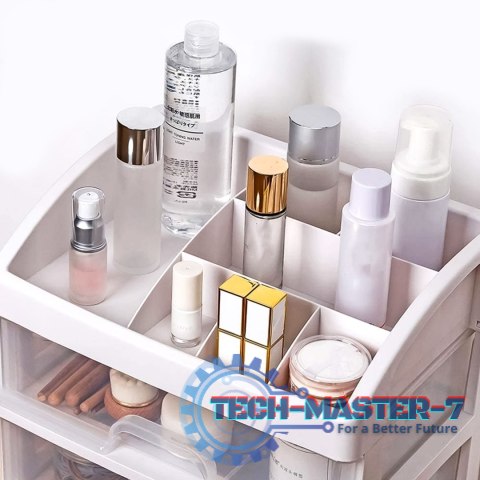 Organizer na kosmetyki z szufladami i przegrodami - biały ModernHome Organizer na kosmetyki z szufladami i przegrodami - biały ModernHome