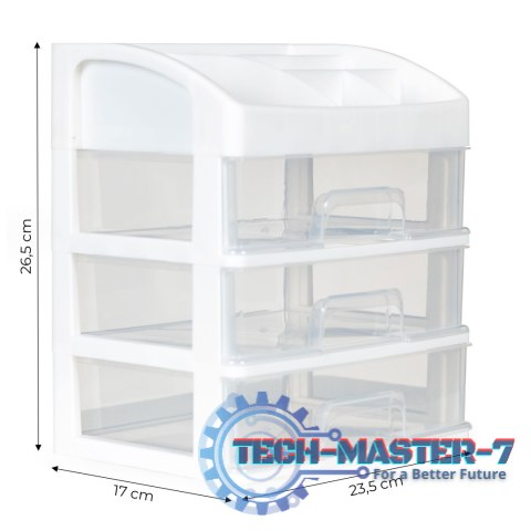 Organizer na kosmetyki z szufladami i przegrodami - biały ModernHome Organizer na kosmetyki z szufladami i przegrodami - biały ModernHome