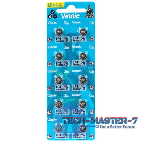 Bateria alkaiczna guzikowa Vinnic LR41 LR736 blister 10szt Bateria alkaiczna guzikowa Vinnic LR41 LR736 blister 10szt