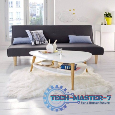 Nowoczesny stolik kawowy półka drewniane nogi biały ModernHome ModernHome Nowoczesny stolik kawowy półka drewniane nogi biały ModernHome ModernHome
