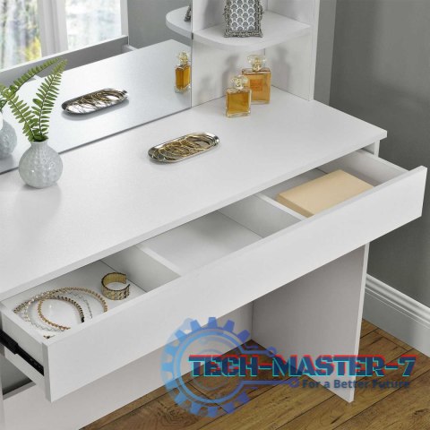 Toaletka kosmetyczna nowoczesna duże lustro półki ModernHome ModernHome Toaletka kosmetyczna nowoczesna duże lustro półki ModernHome ModernHome