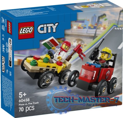 LEGO CITY Zestaw wyścigówek: pizza kontra wóz strażacki 60458 LEGO CITY Zestaw wyścigówek: pizza kontra wóz strażacki 60458