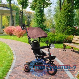 Rowerek trójkołowy dla dzieci spacerówka 3w1 obracane siedzisko daszek brązowy ECOTOYS ECOTOYS