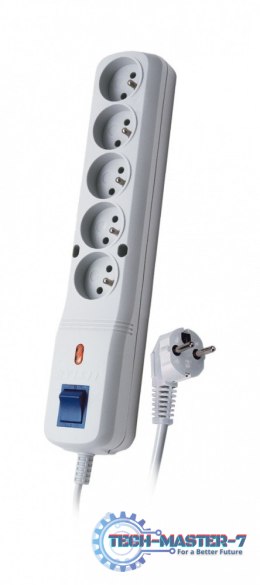 Listwa przeciwprzepięciowa LV-530W, 1L, 3,0m, szara