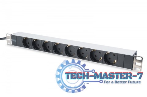 Listwa zasilająca PDU 19" RACK 8xSchuko, 2m 1xSchuko, 16A, aluminiowa Listwa zasilająca PDU 19" RACK 8xSchuko, 2m 1xSchuko, 16A, aluminiowa