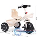 Rowerek trójkołowy antypoślizgowe uchwyty dzwonek koszyk beżowy ECOTOYS ECOTOYS