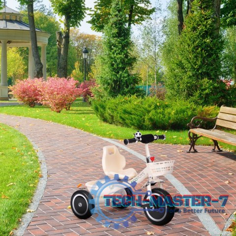 Rowerek trójkołowy antypoślizgowe uchwyty dzwonek koszyk beżowy ECOTOYS ECOTOYS Rowerek trójkołowy antypoślizgowe uchwyty dzwonek koszyk beżowy ECOTOYS ECOTOYS