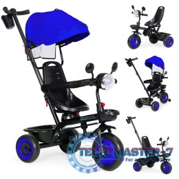 Rowerek trójkołowy dla dzieci spacerówka 3w1 obracane siedzisko daszek niebieski ECOTOYS ECOTOYS