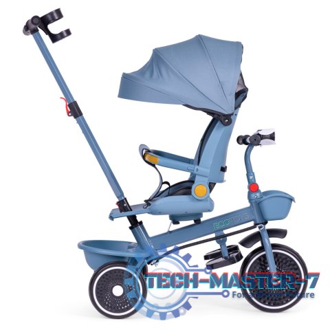 Rowerek trójkołowy spacerówka 2w1 obracane siedzisko składany daszek niebieski - ECOTOYS ECOTOYS Rowerek trójkołowy spacerówka 2w1 obracane siedzisko składany daszek niebieski - ECOTOYS ECOTOYS