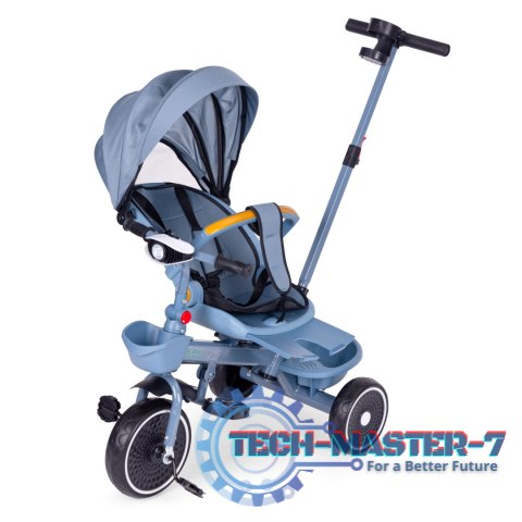 Rowerek trójkołowy spacerówka 2w1 obracane siedzisko składany daszek niebieski - ECOTOYS ECOTOYS Rowerek trójkołowy spacerówka 2w1 obracane siedzisko składany daszek niebieski - ECOTOYS ECOTOYS