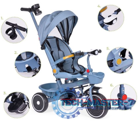 Rowerek trójkołowy spacerówka 2w1 obracane siedzisko składany daszek niebieski - ECOTOYS ECOTOYS Rowerek trójkołowy spacerówka 2w1 obracane siedzisko składany daszek niebieski - ECOTOYS ECOTOYS