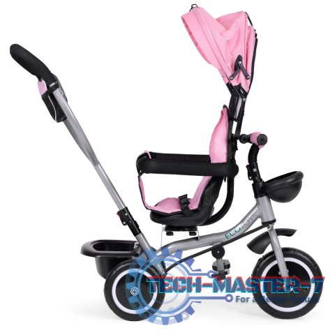 Rowerek trójkołowy spacerówka 2w1 obracane siedzisko składany daszek różowy - ECOTOYS ECOTOYS Rowerek trójkołowy spacerówka 2w1 obracane siedzisko składany daszek różowy - ECOTOYS ECOTOYS