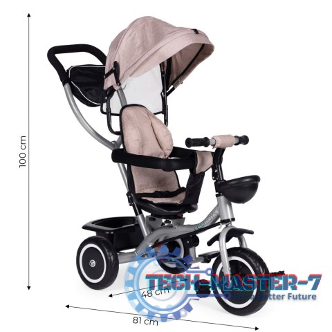 Trójkołowy rowerek spacerówka 2w1 obracane siedzisko składany daszek - beżowy ECOTOYS ECOTOYS Trójkołowy rowerek spacerówka 2w1 obracane siedzisko składany daszek - beżowy ECOTOYS ECOTOYS
