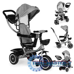 Trójkołowy rowerek spacerówka 2w1 obracane siedzisko składany daszek - szary ECOTOYS ECOTOYS