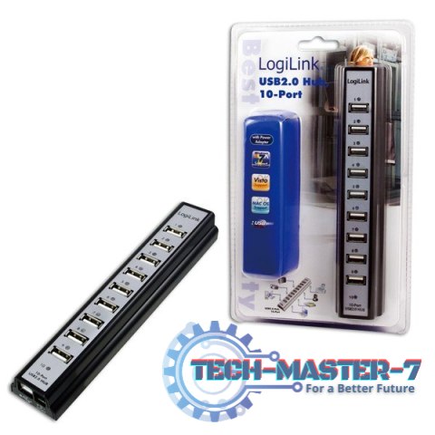HUB USB 2.0 10-portów z zasilaczem HUB USB 2.0 10-portów z zasilaczem