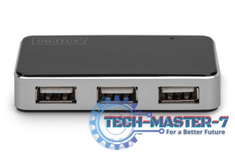 HUB/Koncentrator 4-portowy USB 2.0 HighSpeed, aktywny, czarno-srebrny HUB/Koncentrator 4-portowy USB 2.0 HighSpeed, aktywny, czarno-srebrny