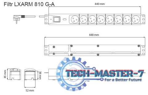 Listwa przeciwprzepięciowa LXARM 810, 3L, PDU, 1,5m, czarna Listwa przeciwprzepięciowa LXARM 810, 3L, PDU, 1,5m, czarna