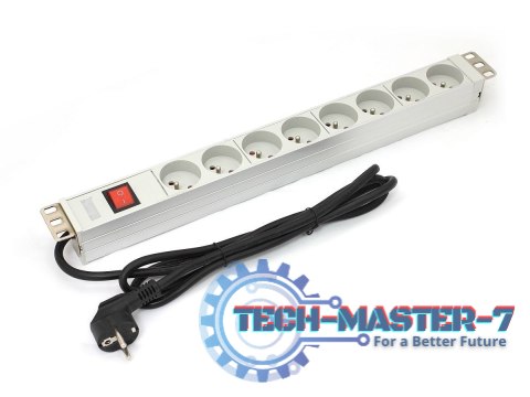 Listwa zasilająca PDU 19" RACK 8xTyp E, 1.8m 1xSchuko, 16A, wł./wył., aluminiowa Listwa zasilająca PDU 19" RACK 8xTyp E, 1.8m 1xSchuko, 16A, wł./wył., aluminiowa