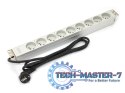 Listwa zasilająca PDU 19" RACK 9xTyp E, 1.8m 1xSchuko, 16A, aluminiowa