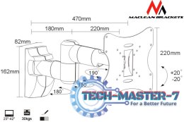 Uchwyt do monitora 23-42'' 30 kg uniwersalny MC-503A S max vesa 200 srebrny