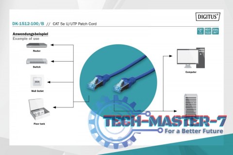 Patch cord U/UTP kat.5e PVC 10m Niebieski Patch cord U/UTP kat.5e PVC 10m Niebieski
