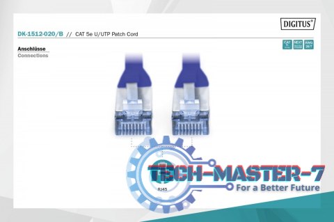 Patch cord U/UTP kat.5e PVC 2m niebieski Patch cord U/UTP kat.5e PVC 2m niebieski