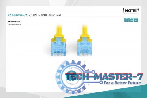 Patch cord U/UTP kat.5e PVC 5m żółty Patch cord U/UTP kat.5e PVC 5m żółty