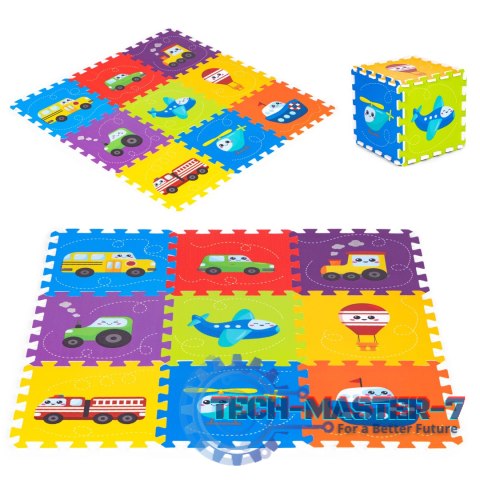 Mata piankowa dla dzieci pojazdy puzzle 9 elementów 86x86cm IPLAY IPLAY Mata piankowa dla dzieci pojazdy puzzle 9 elementów 86x86cm IPLAY IPLAY