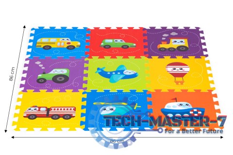 Mata piankowa dla dzieci pojazdy puzzle 9 elementów 86x86cm IPLAY IPLAY Mata piankowa dla dzieci pojazdy puzzle 9 elementów 86x86cm IPLAY IPLAY