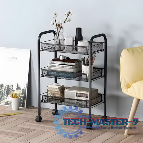Metalowy regał mobliny łazienkowy z 3 półkami kółka czarny ModernHome ModernHome Metalowy regał mobliny łazienkowy z 3 półkami kółka czarny ModernHome ModernHome