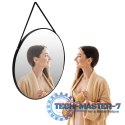 Okrągłe lustro ścienne 80 cm wiszące na pasku nowoczesne czarna rama ModernHome ModernHome