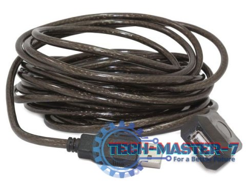Przedłużacz USB 2.0 typu AM-AF 5m aktywny czarny Przedłużacz USB 2.0 typu AM-AF 5m aktywny czarny