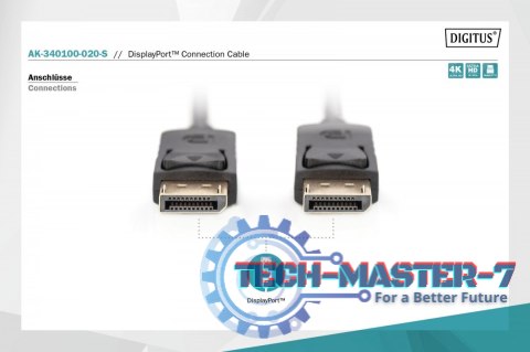 Kabel połączeniowy DisplayPort z zatrzaskami 4K 60Hz UHD Typ DP/DP M/M czarny 2m Kabel połączeniowy DisplayPort z zatrzaskami 4K 60Hz UHD Typ DP/DP M/M czarny 2m