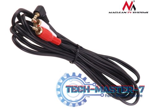 Przewód mini jack 3,5mm kątowy 2RCA 3m MCTV-825 Czarny Przewód mini jack 3,5mm kątowy 2RCA 3m MCTV-825 Czarny