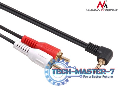 Przewód mini jack 3,5mm kątowy 2RCA 3m MCTV-825 Czarny Przewód mini jack 3,5mm kątowy 2RCA 3m MCTV-825 Czarny